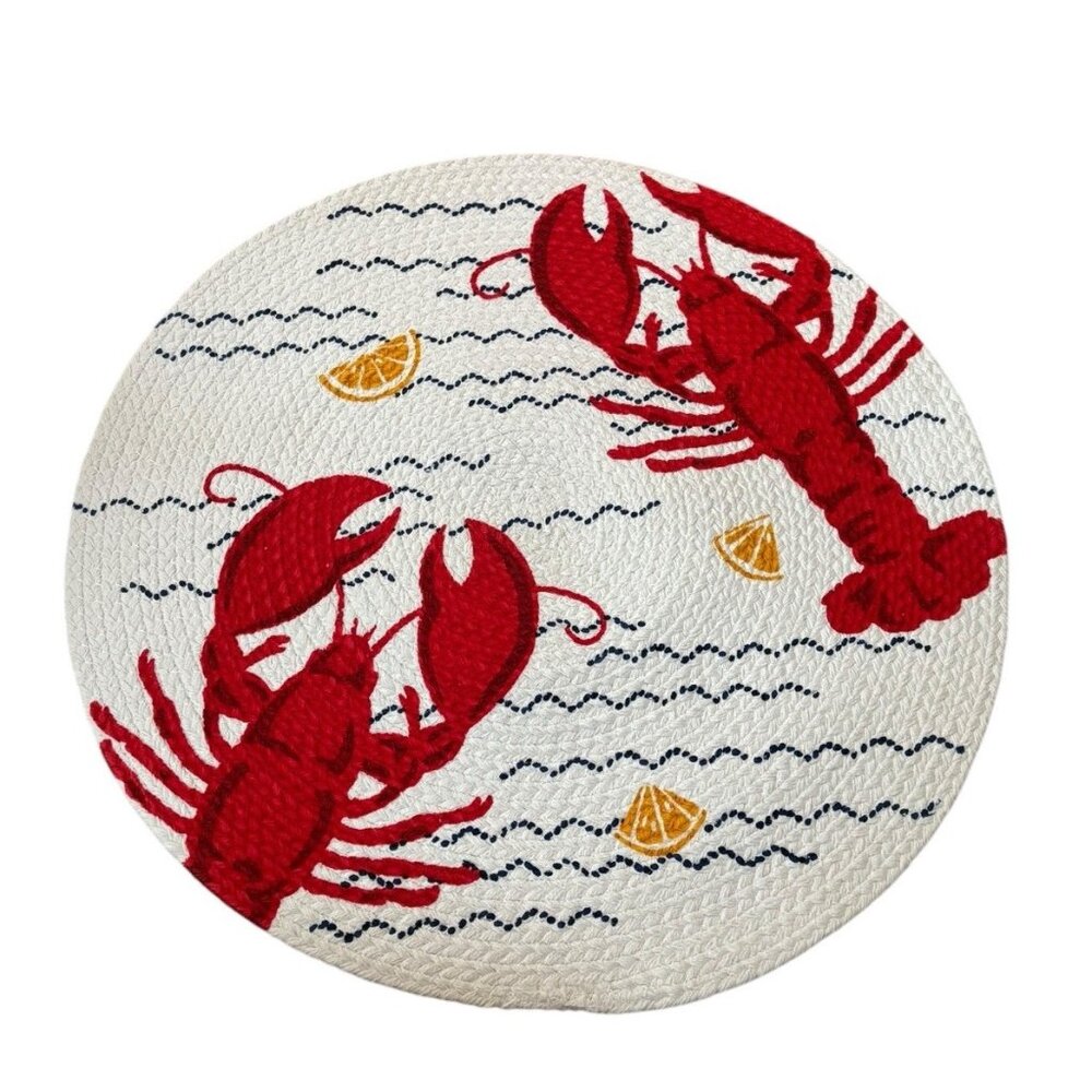 Lot Of 4 Kay Dee Designs Round Placemats Braided Lobster Summer Beach Coastal